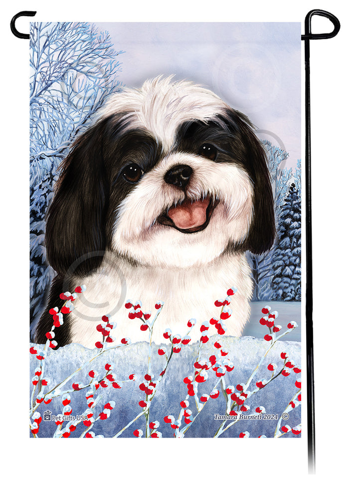 Shih Tzu Winterberries Garden Flags