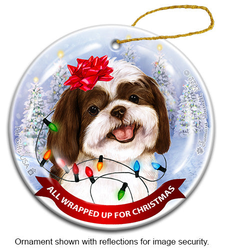 Shih Tzu Chocolate and White Ornament