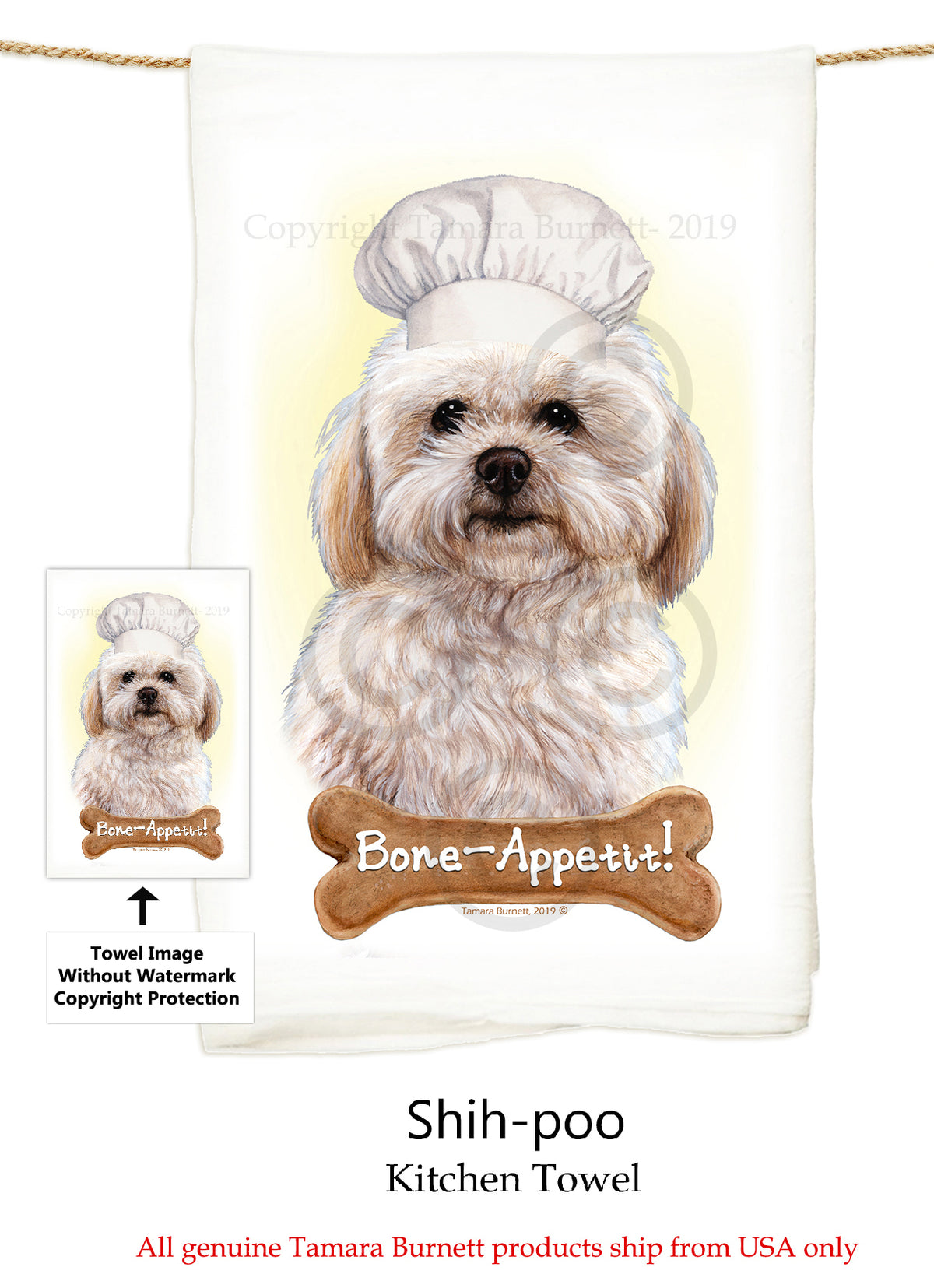 Shih Poo Flour Sack Towel