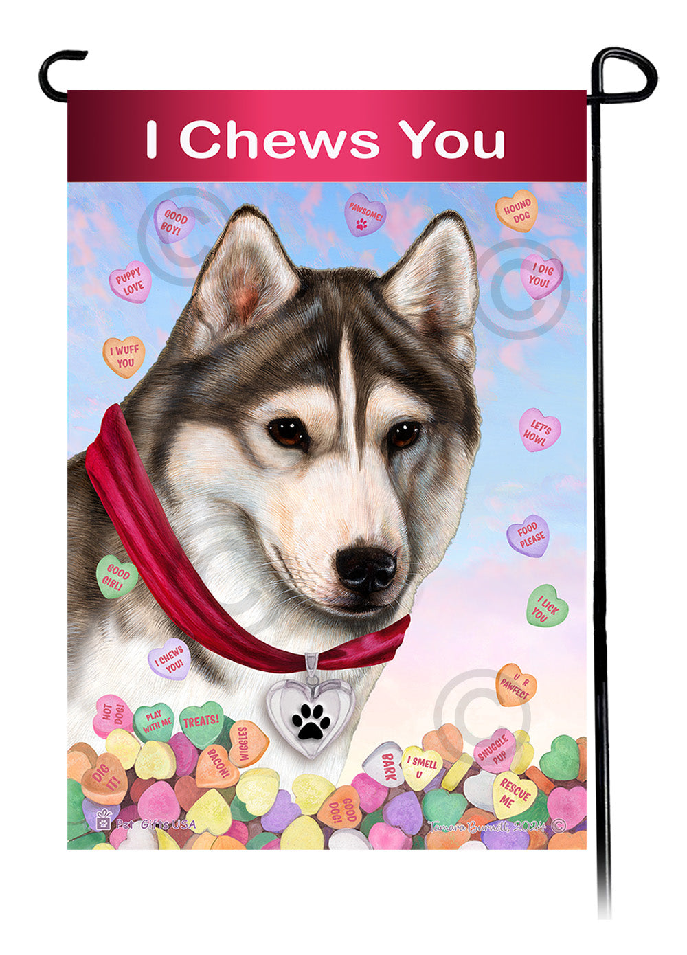 Siberian Husky Valentine Sweetheart - Garden Flag