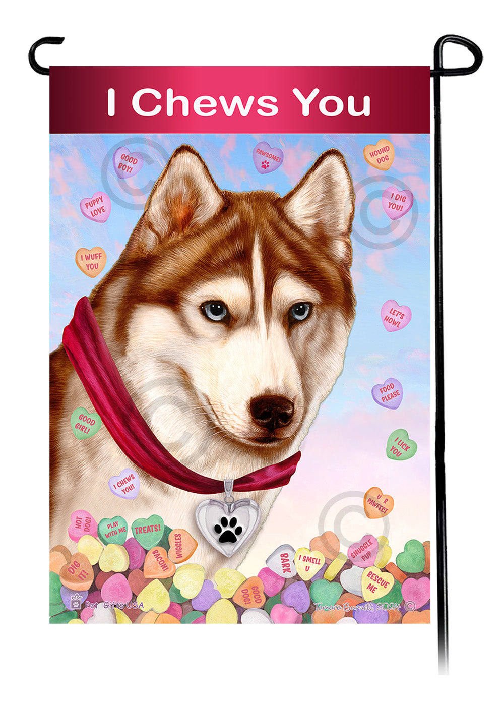 Siberian Husky Valentine Sweetheart - Garden Flag