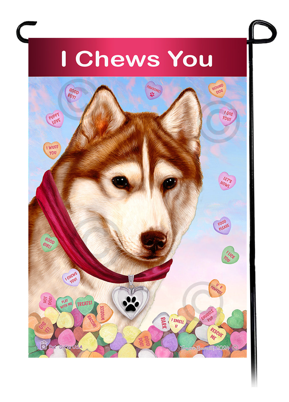 Siberian Husky Valentine Sweetheart - Garden Flag