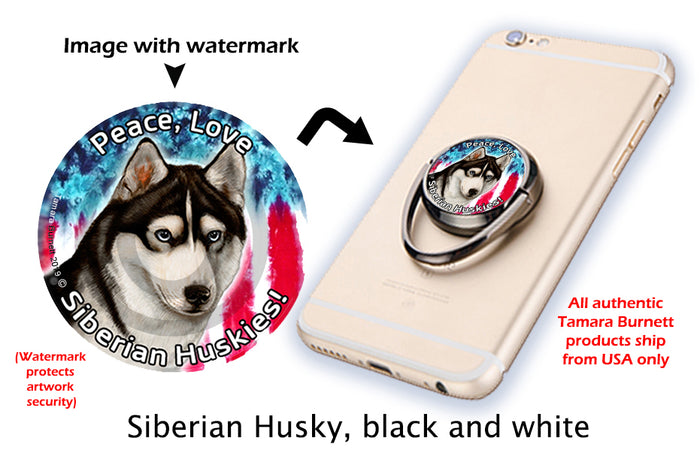 Siberian Husky Black and White Phone Stand