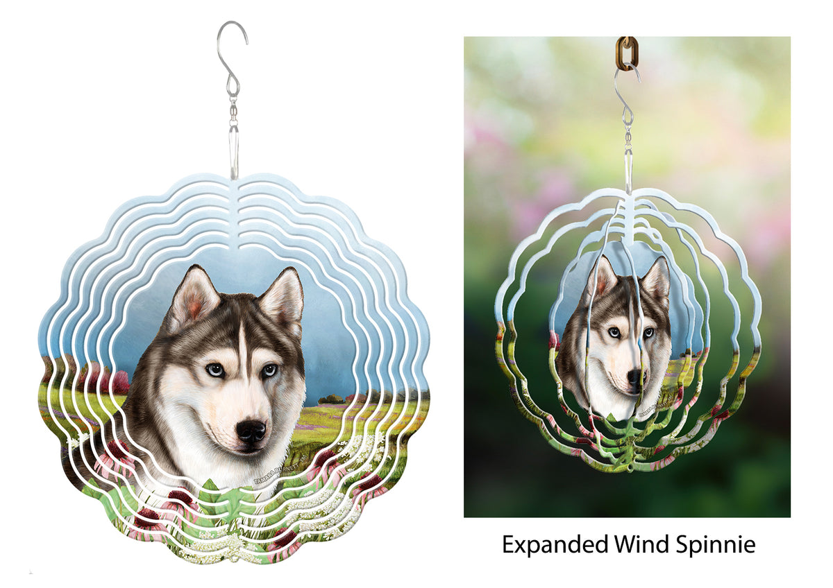 Siberian Husky Blue Eyes Grey And White Wind Spinner