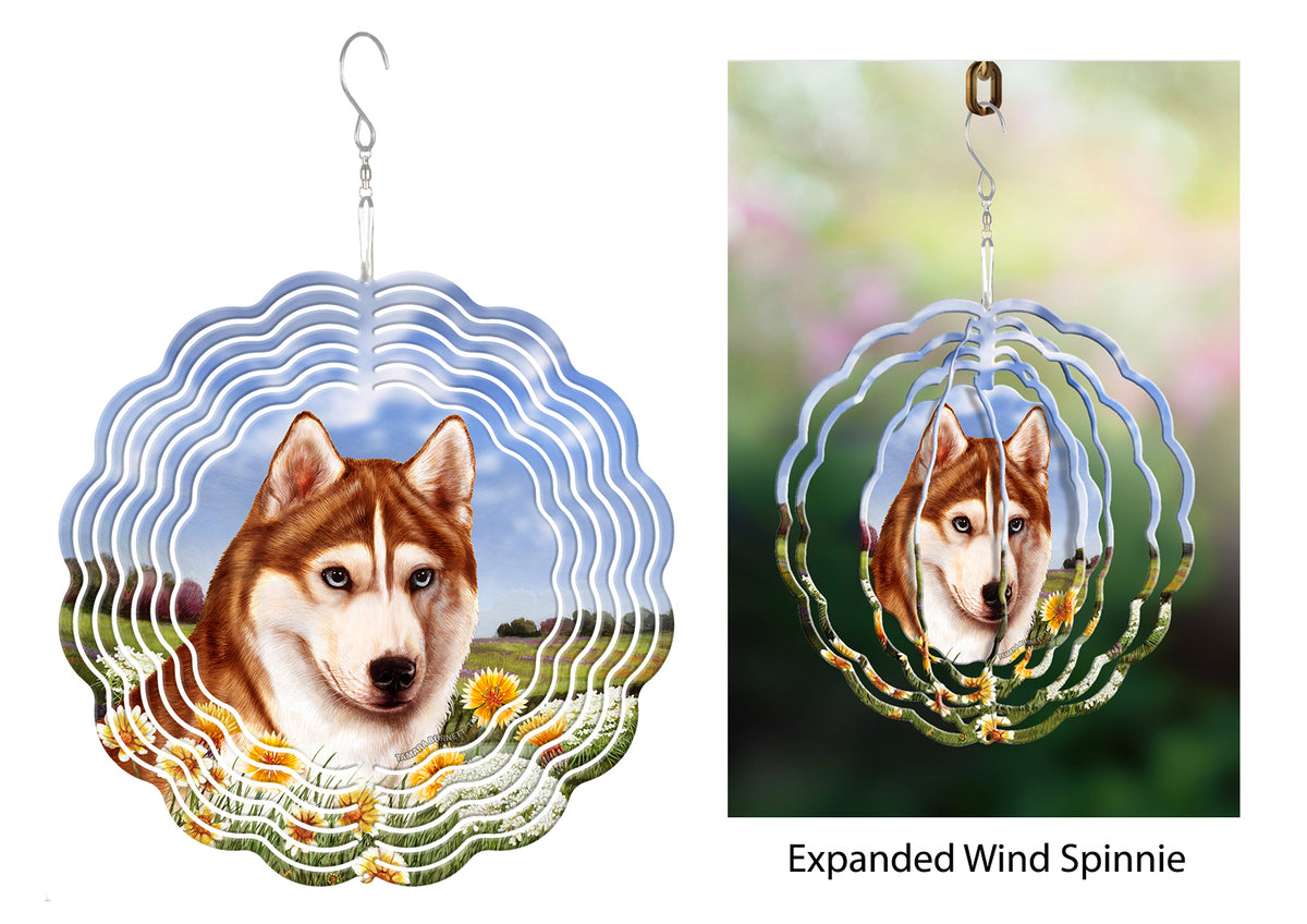 Siberian Husky Blue Eyes Red And White Wind Spinner