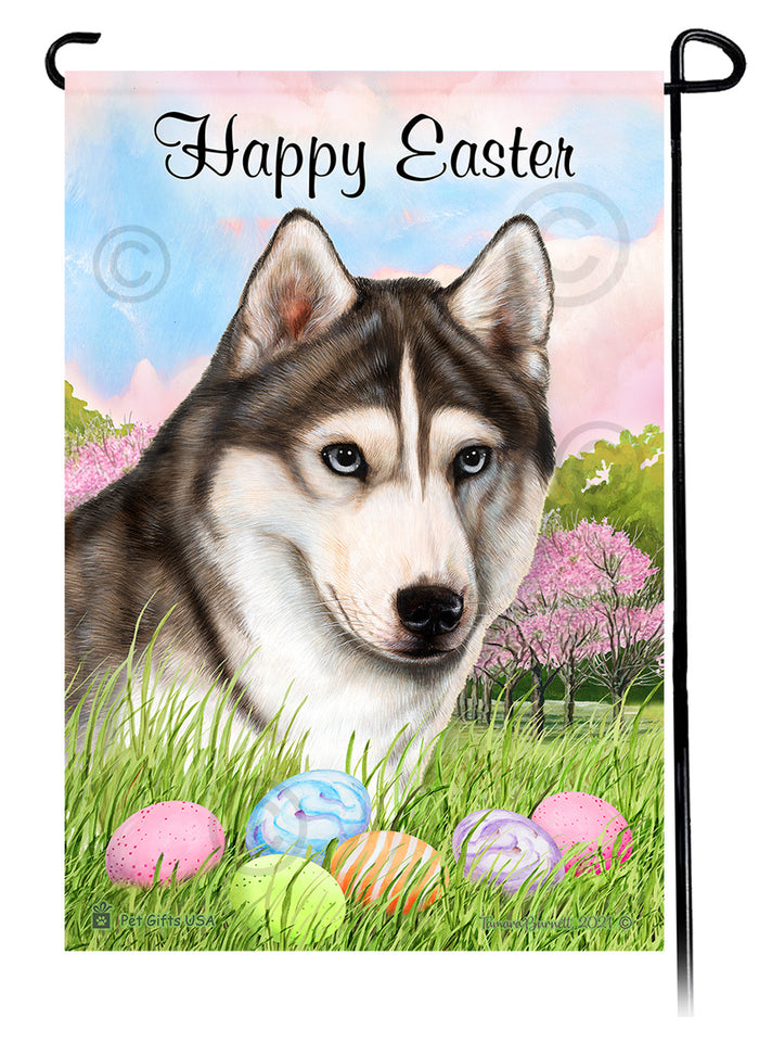 Siberian Husky Happy Easter Garden Flags