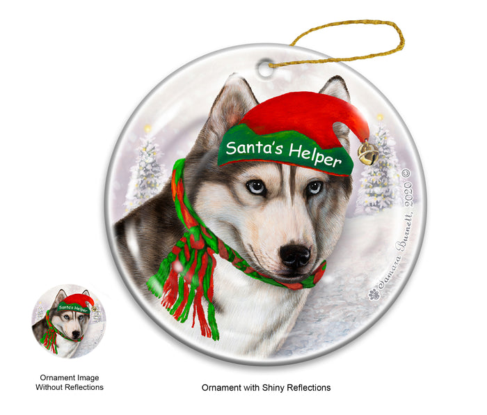 Siberian Husky - Santa's Helper Ornament