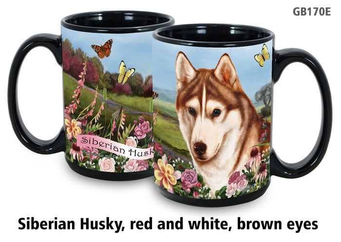 Siberian Husky Grey & White Blue Eyes - Garden Party Fun Mug 15 oz