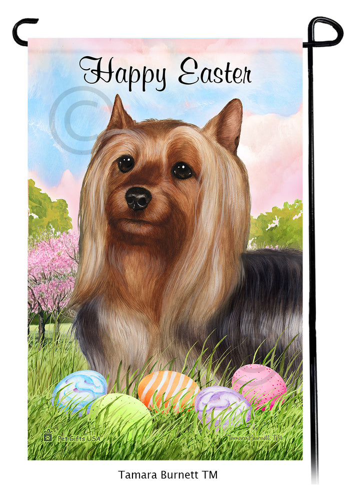 Silky Terrier Happy Easter Garden Flags