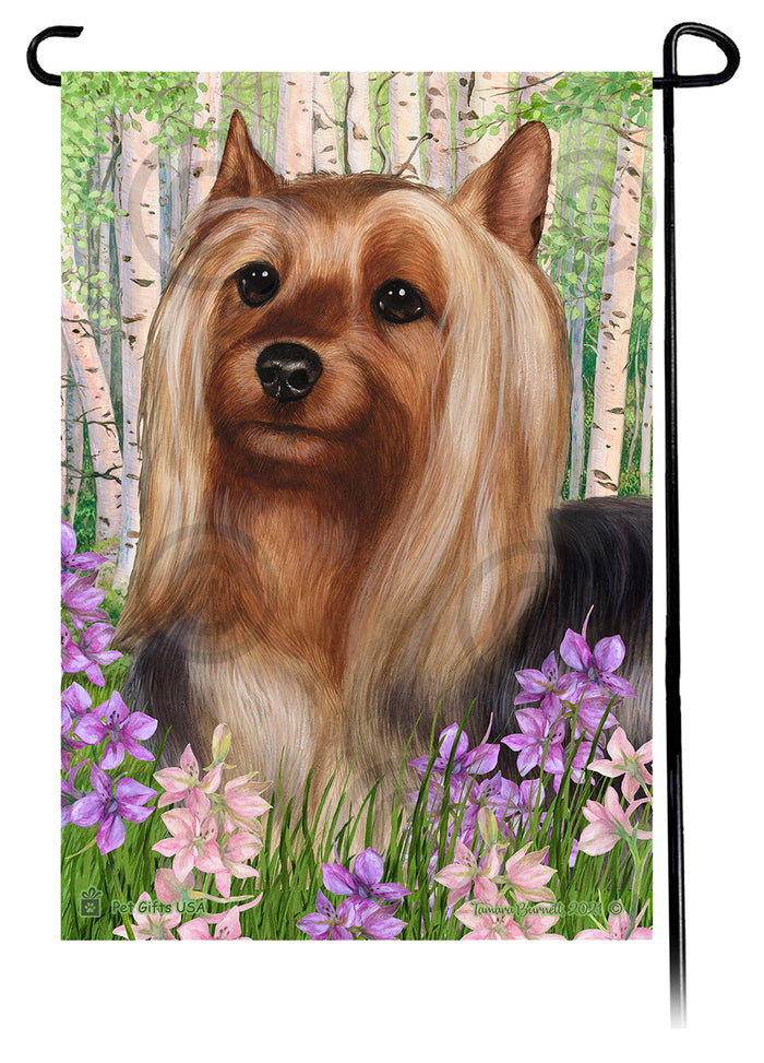 Silky Terrier Spring Flowers Garden Flags
