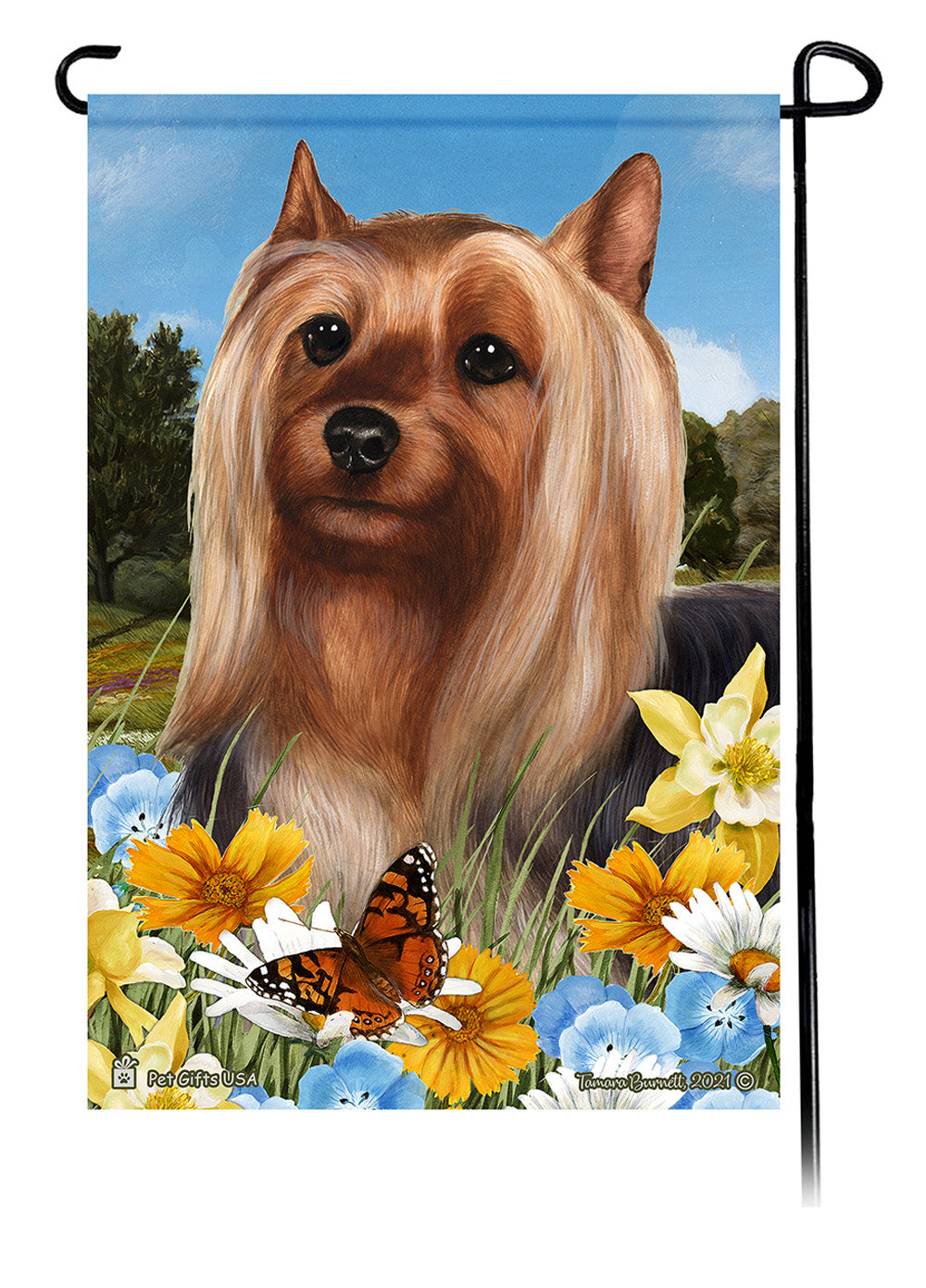 Silky Terrier Summer Flowers Garden Flags