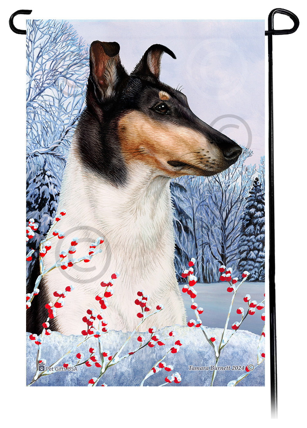 Smooth Collie Winterberries - Garden Flag