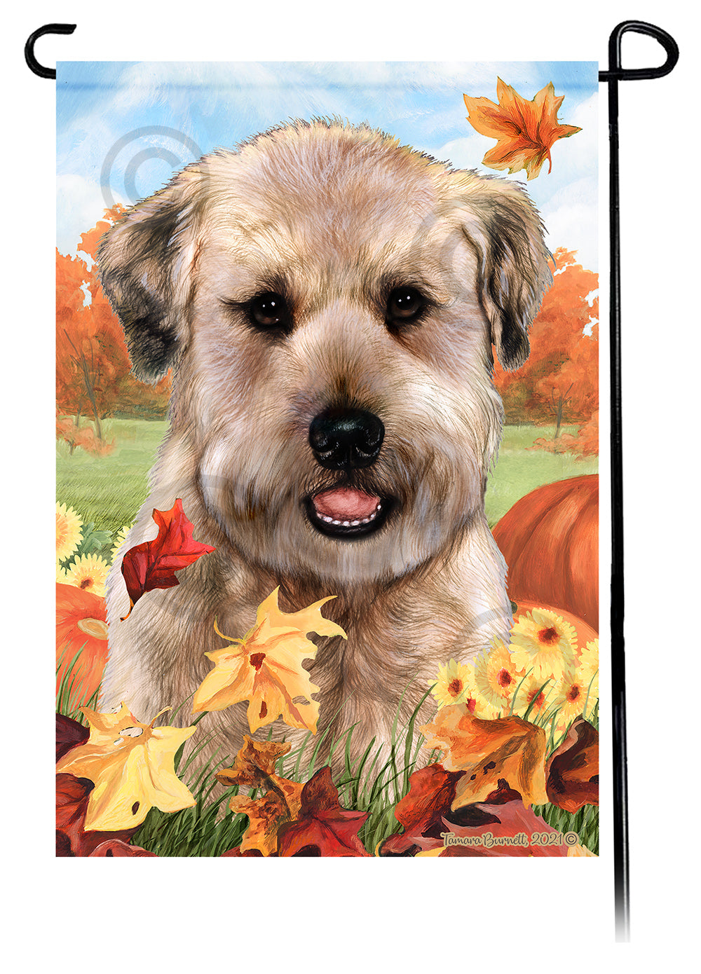 Soft Coated Wheaten Falling Leaves - Garden Flag