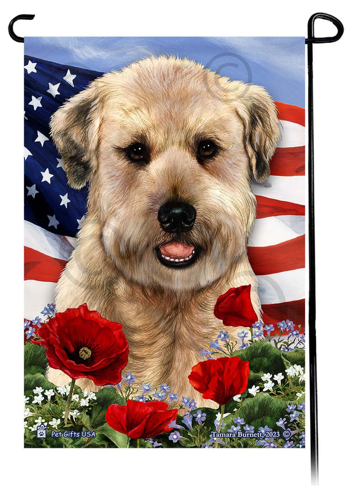 Soft Coated Wheaten Patriotic Flowers Garden Flags