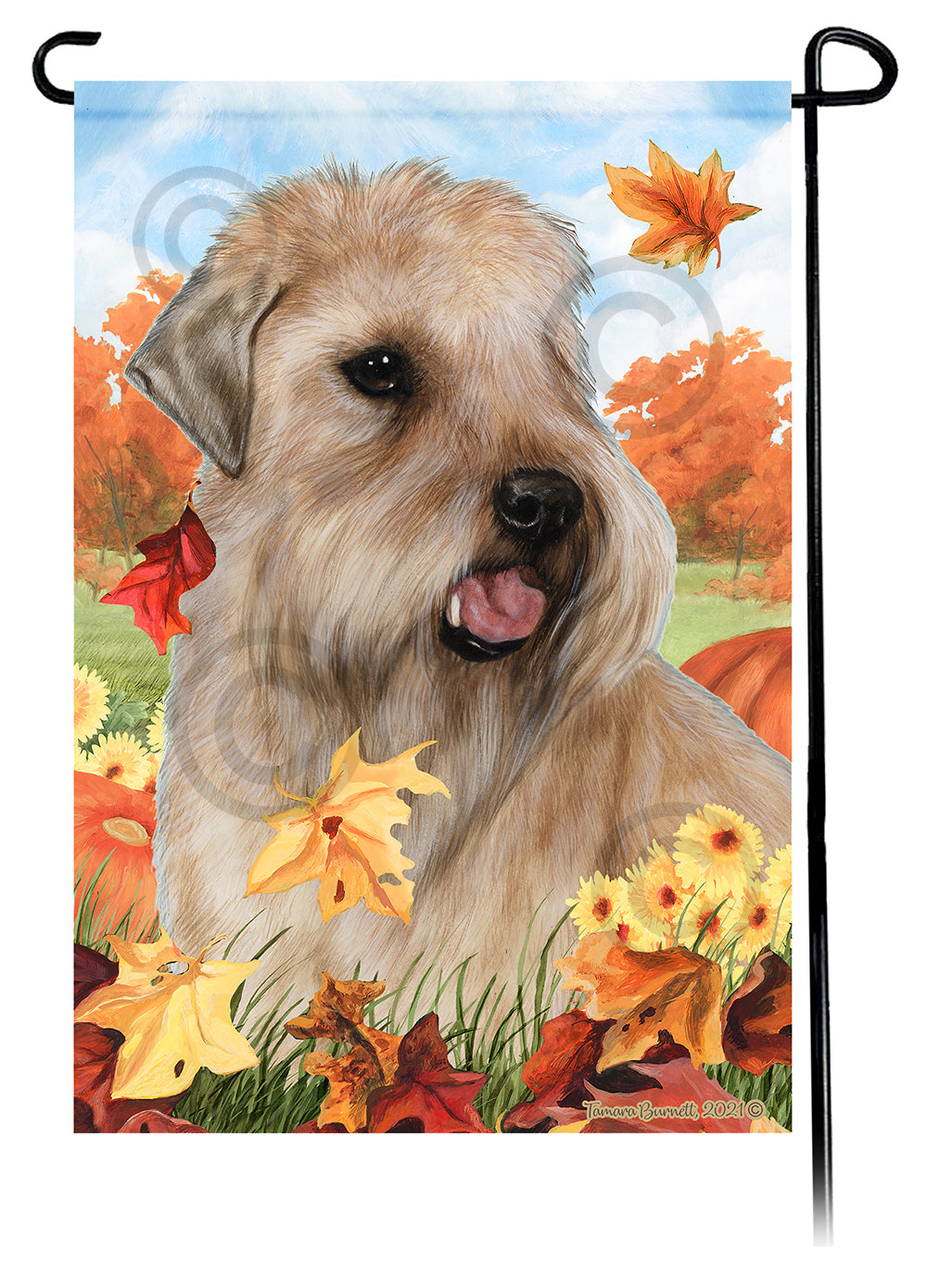 Soft Coated Wheaten Falling Leaves Garden Flags