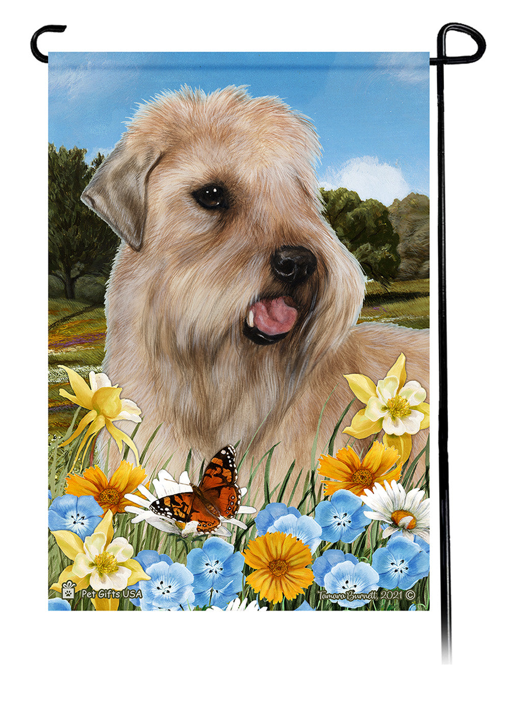 Soft Coated Wheaten Summer Flowers Garden Flags