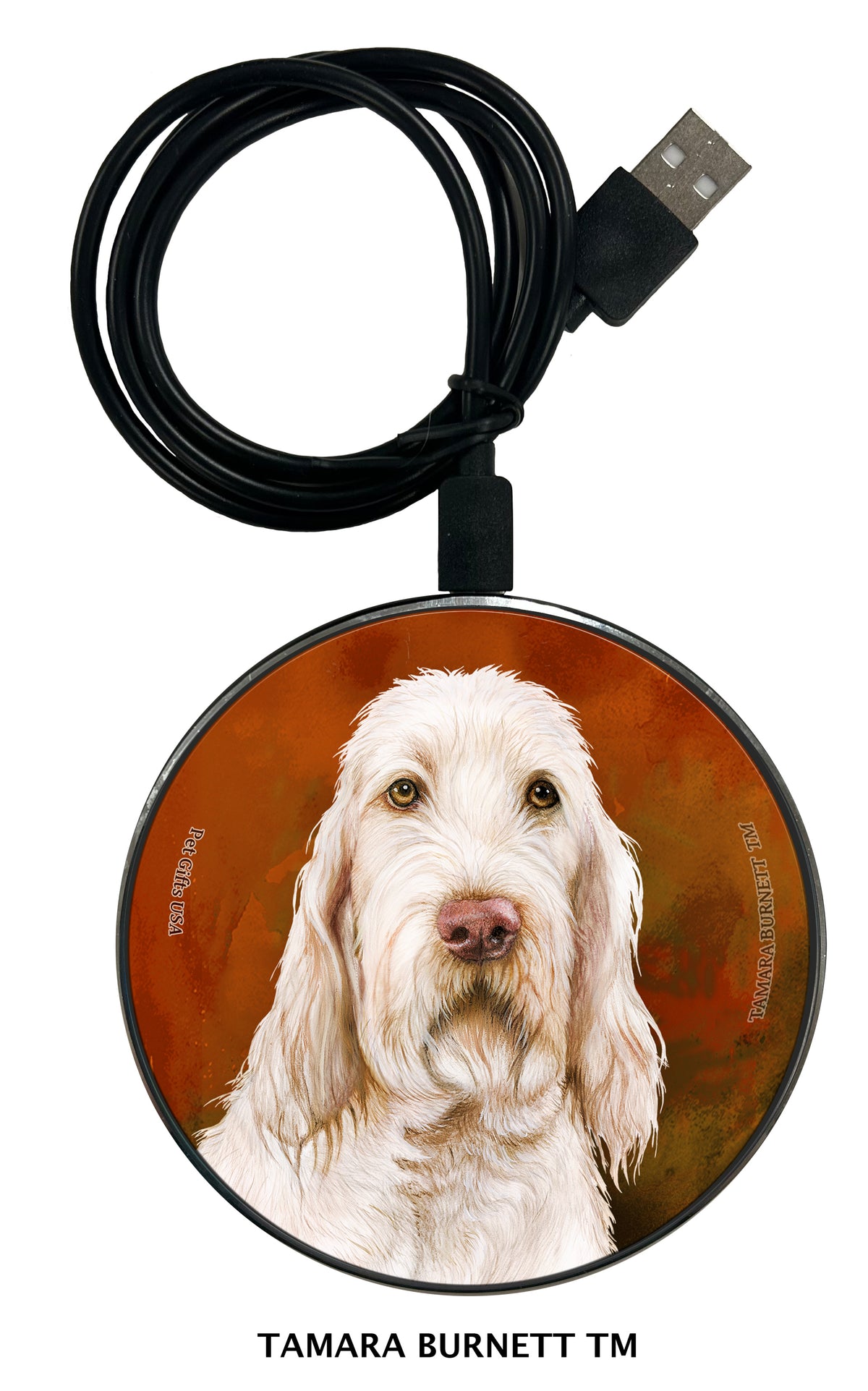 Spinone Italiano White Zoomies Wireless Charger