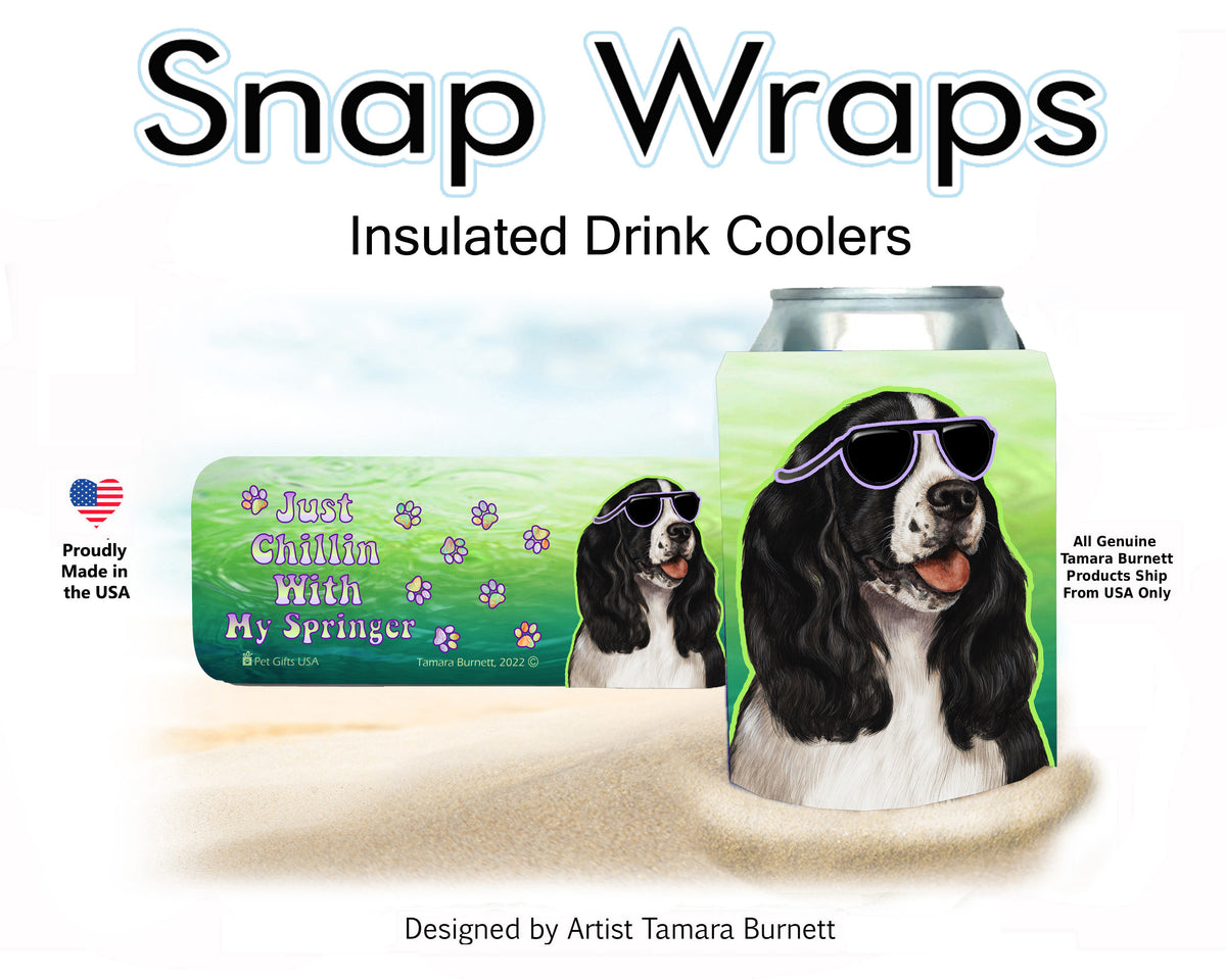Springer Spaniel Black and White Snap Wrap Cozy