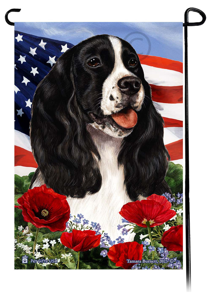 Springer Spaniel Patriotic Flowers Garden Flags