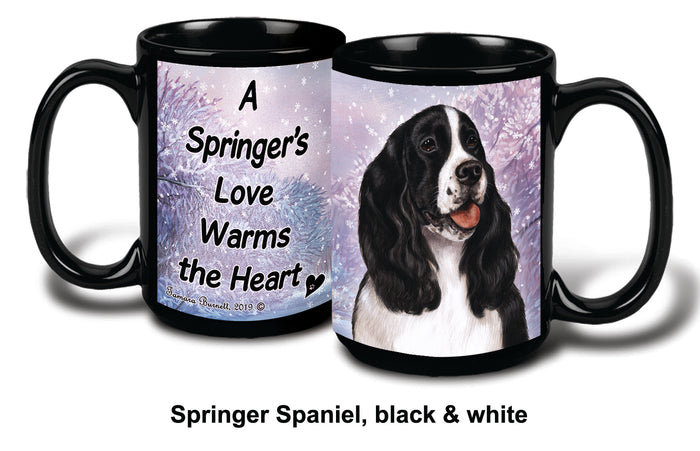 Springer Spaniel, Black Winter Mug 15 oz
