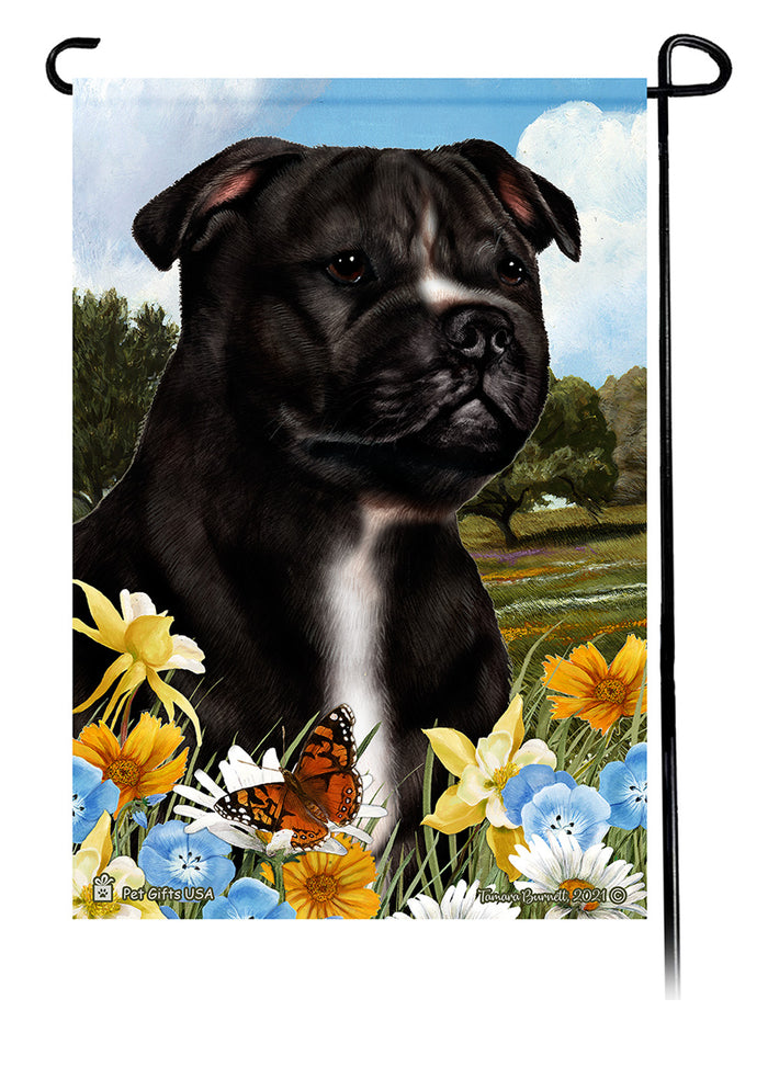 Staffordshire Bull Terrier Summer Flowers Garden Flags