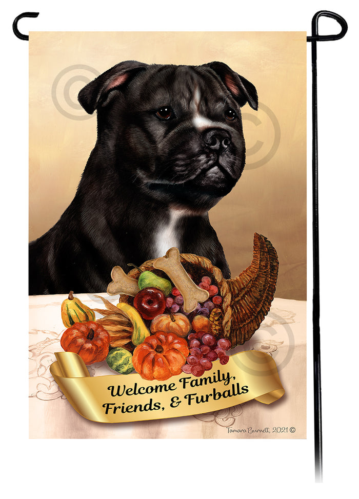 Staffordshire Bull Terrier Thanksgiving Garden Flags