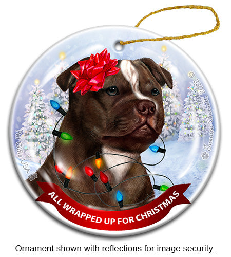 Staffordshire Bull Terrier Chocolate and White Ornament