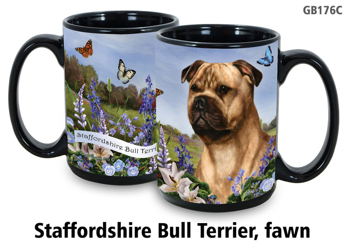 Staffordshire Bull Terrier Fawn - Garden Party Fun Mug 15 oz