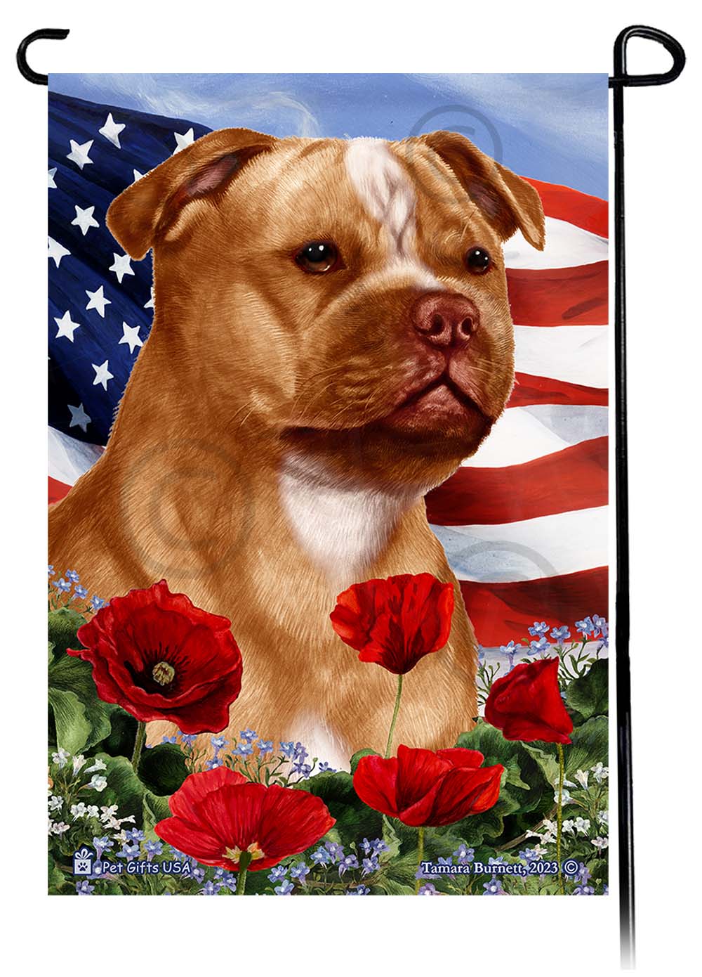 American Staffordshire Patriotic Flowers - Garden Flag