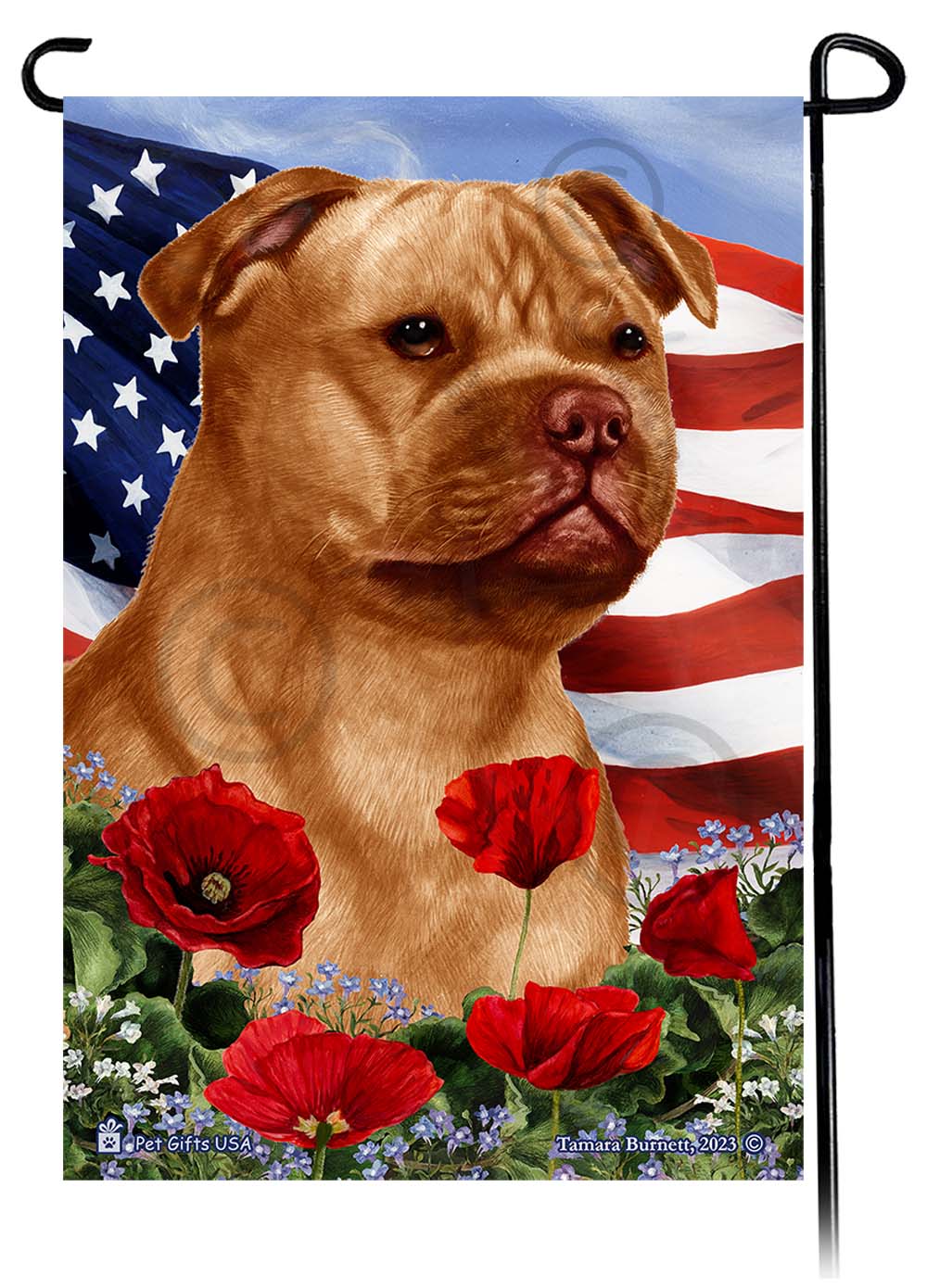 American Staffordshire Patriotic Flowers - Garden Flag