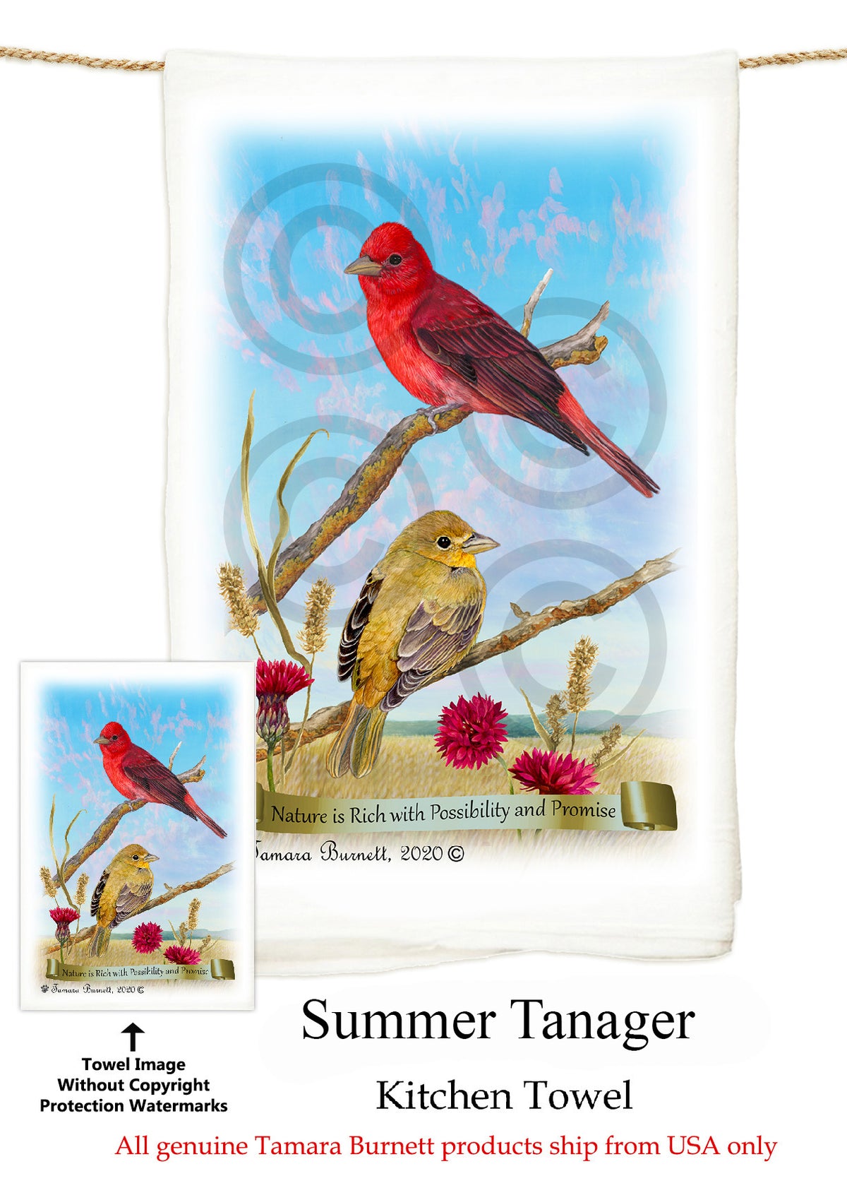 Summer Tanager Flour Sack Towel