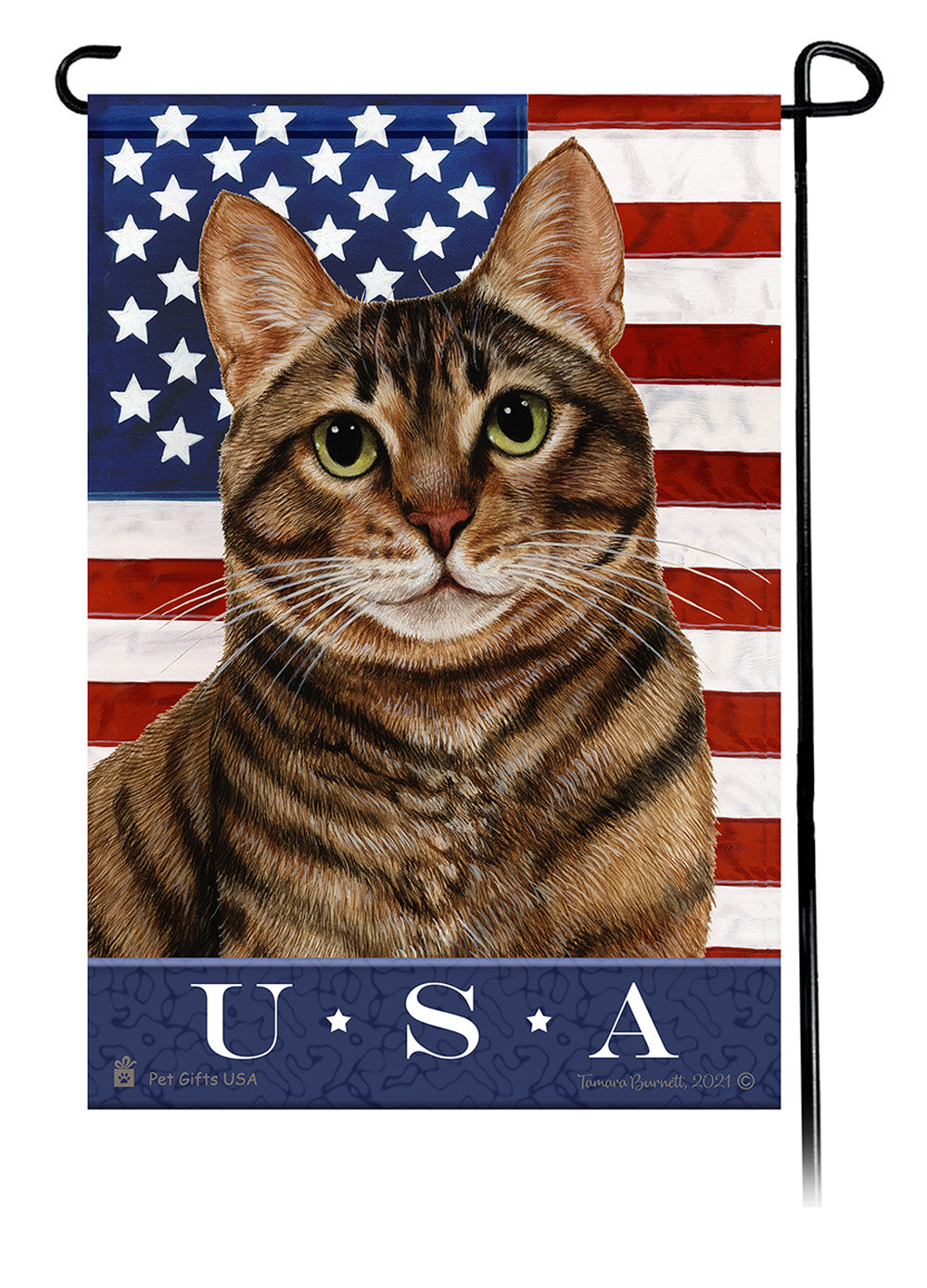 Tabby Cat True Blue Garden Flags