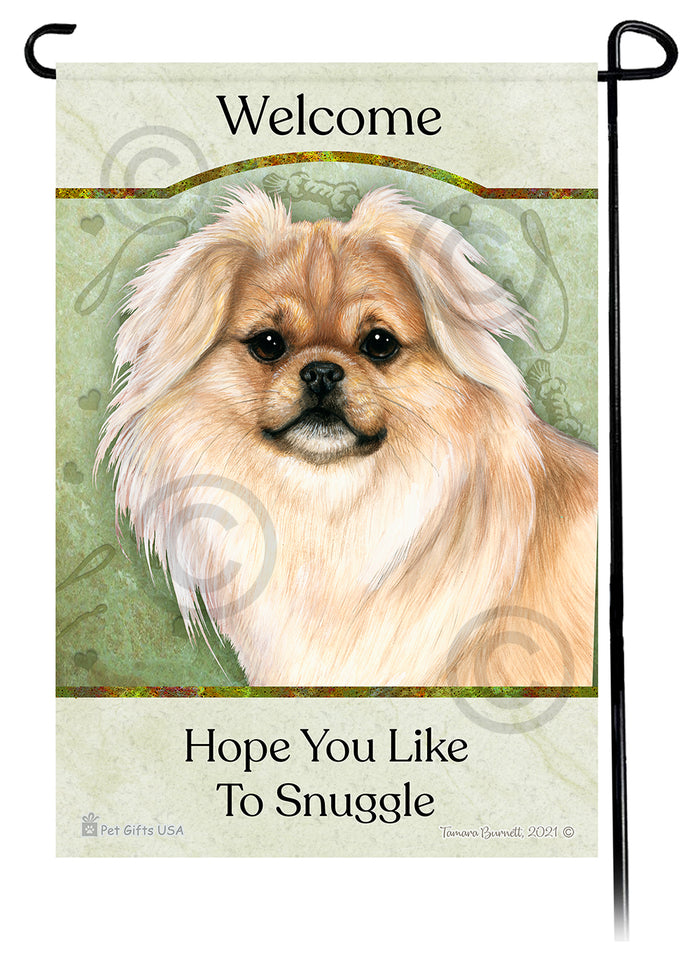 Tibetan Spaniel Hope You Like To Snuggle Garden Flags