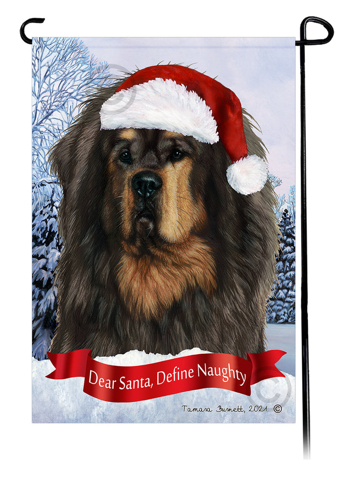 Tibetan Mastiff Dear Santa Define Naughty Garden Flags