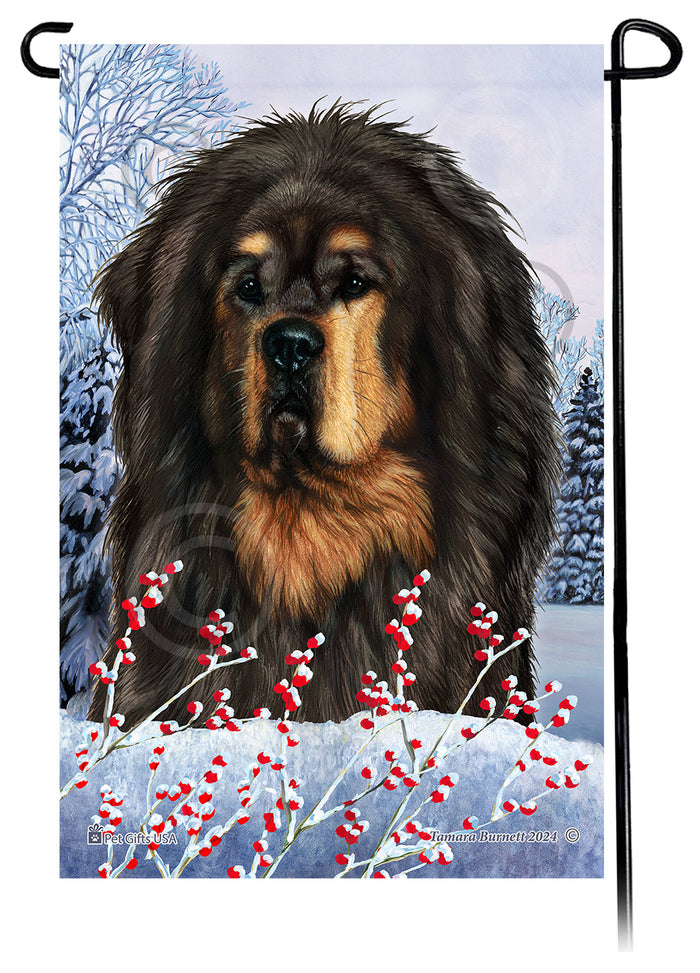 Tibetan Mastiff Winterberries Garden Flags