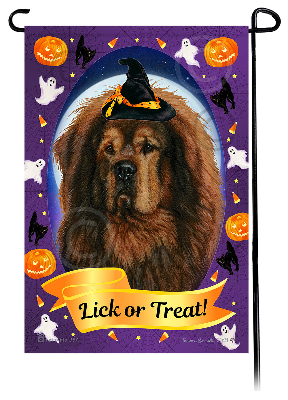 Tibetan Mastiff Halloween Howls - Garden Flag
