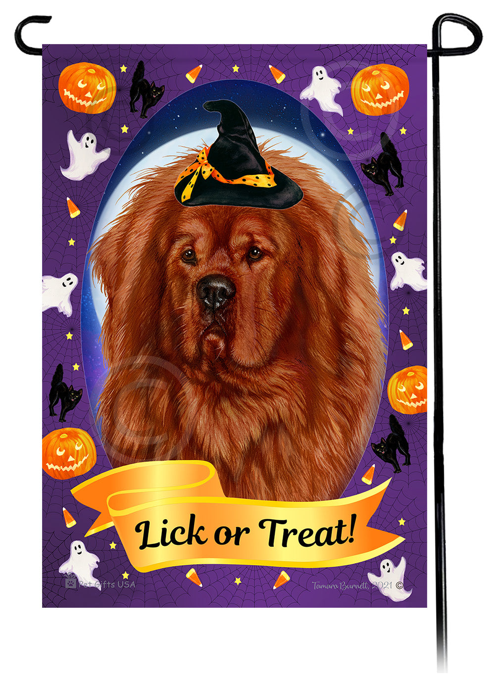 Tibetan Mastiff Halloween Howls - Garden Flag