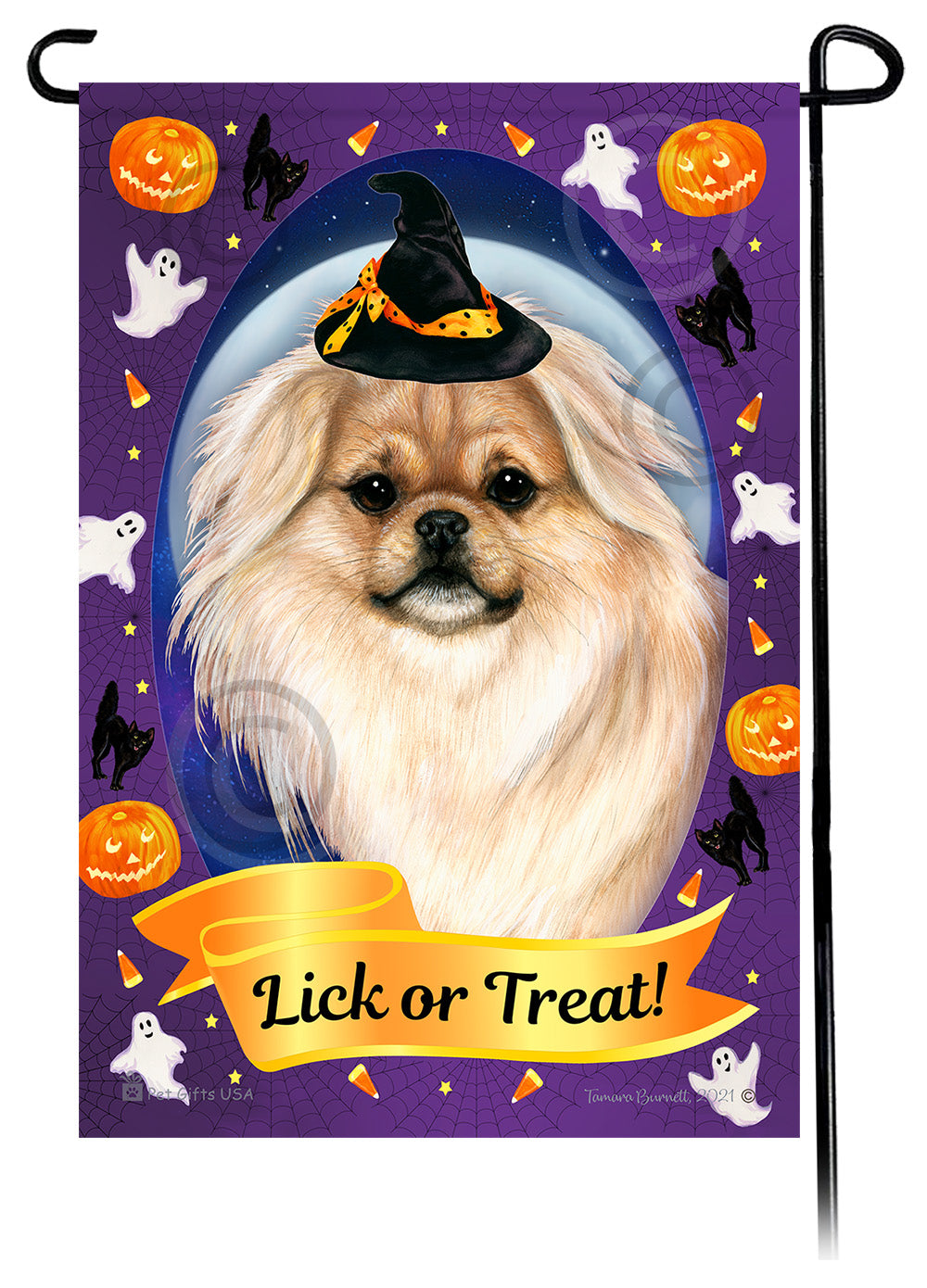 Tibetan Spaniel Halloween Howls Garden Flags