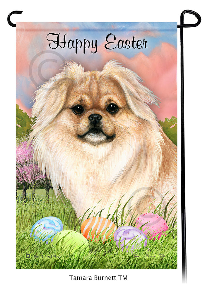 Tibetan Spaniel Happy Easter Garden Flags