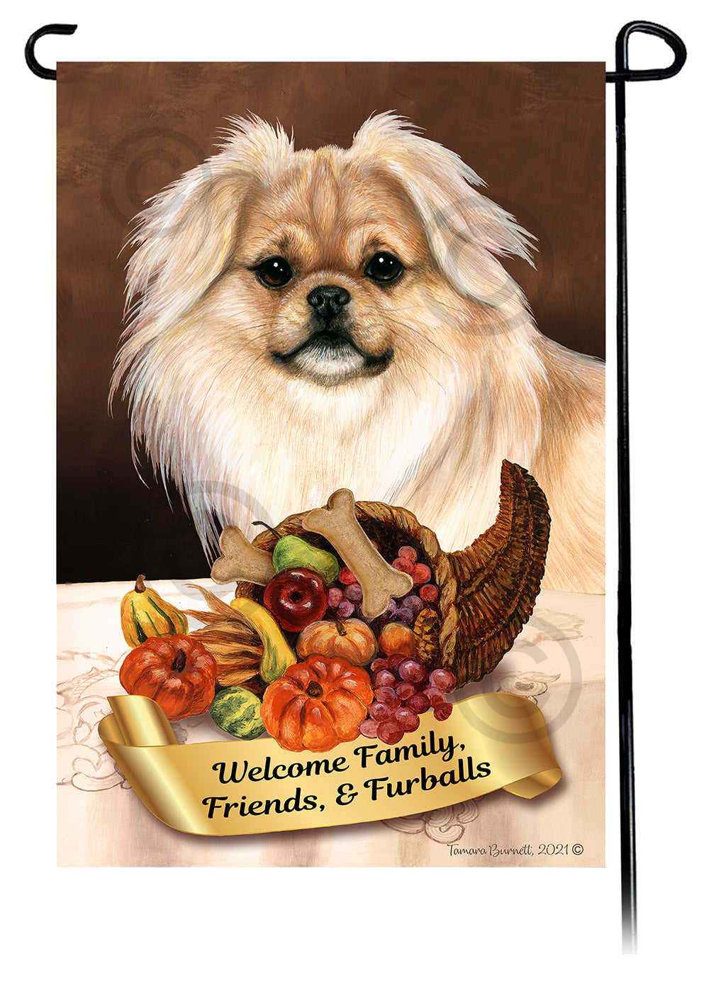 Tibetan Spaniel Thanksgiving Garden Flags