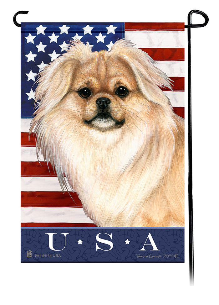 Tibetan Spaniel True Blue Garden Flags