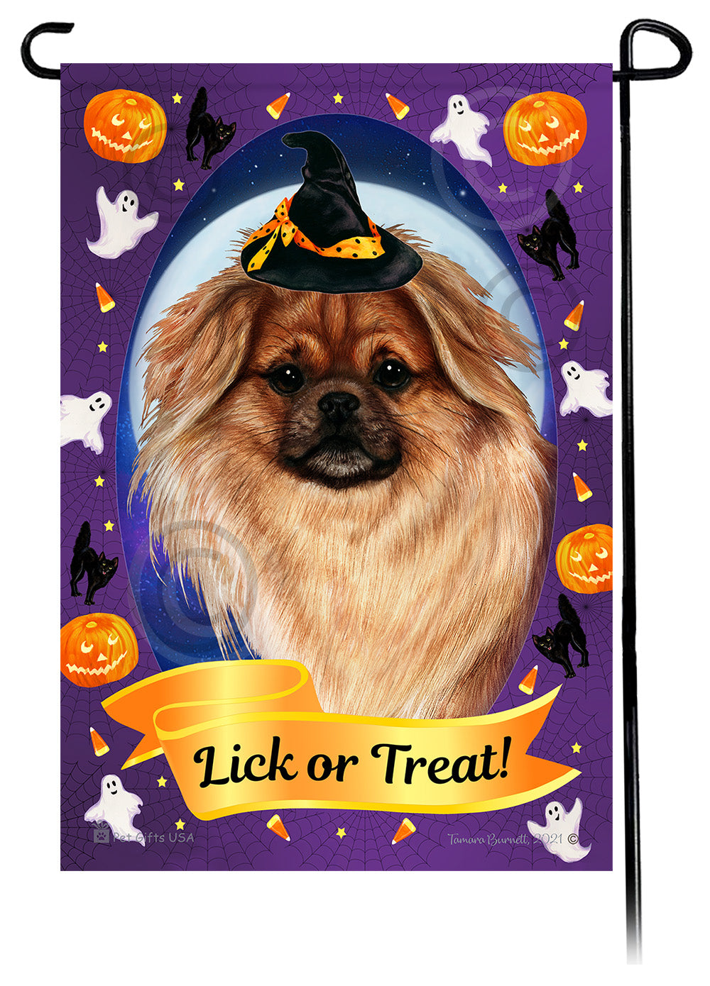 Tibetan Spaniel Halloween Howls - Garden Flag