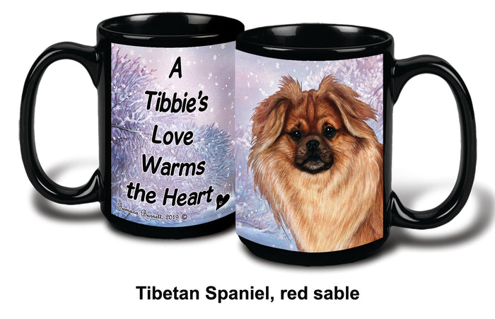 Tibetan Spaniel Fawn Sable Winter Mug 15 oz