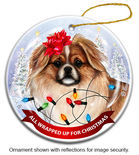 Tibetan Spaniel Fawn and White Ornament