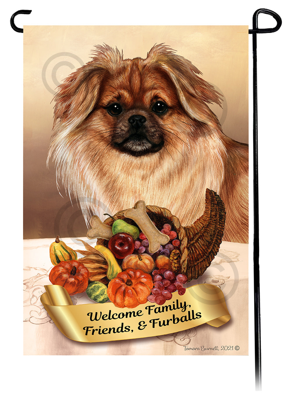 Tibetan Spaniel Thanksgiving - Garden Flag