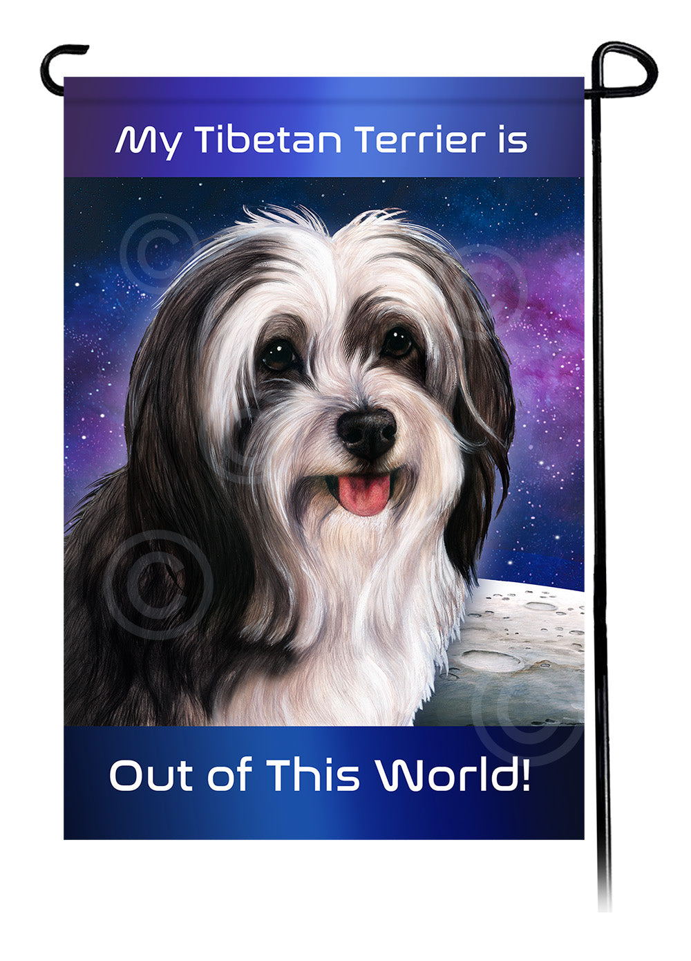 Tibetan Terrier Out Of This World Garden Flags