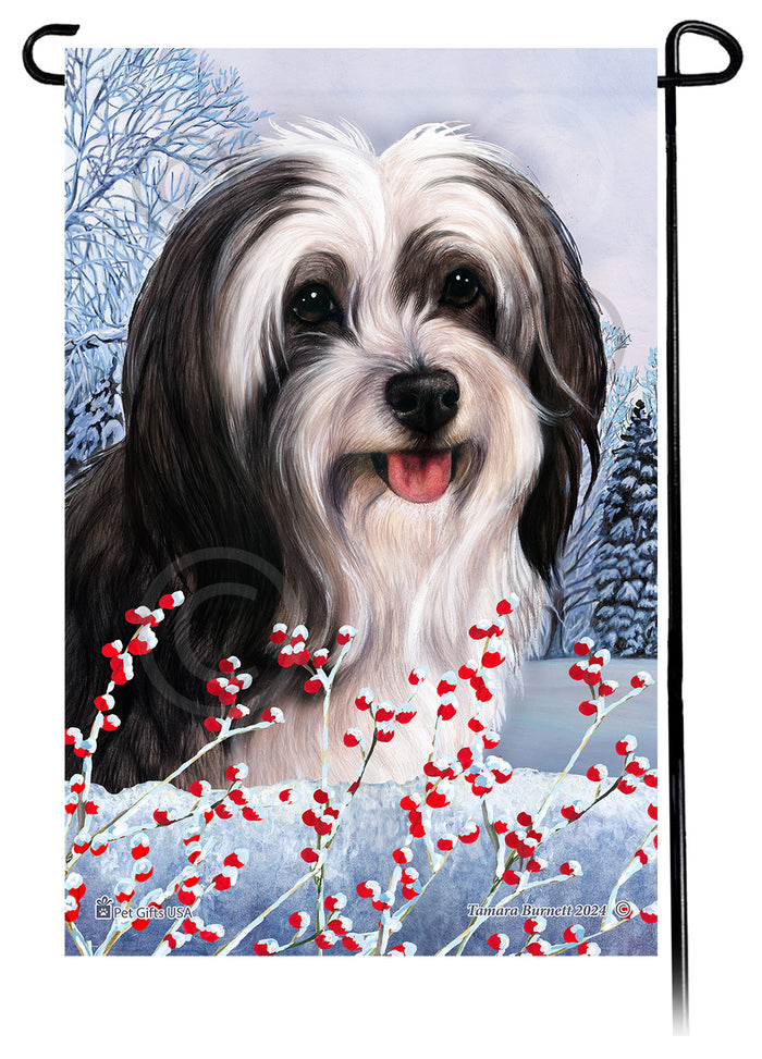 Tibetan Terrier Winterberries Garden Flags