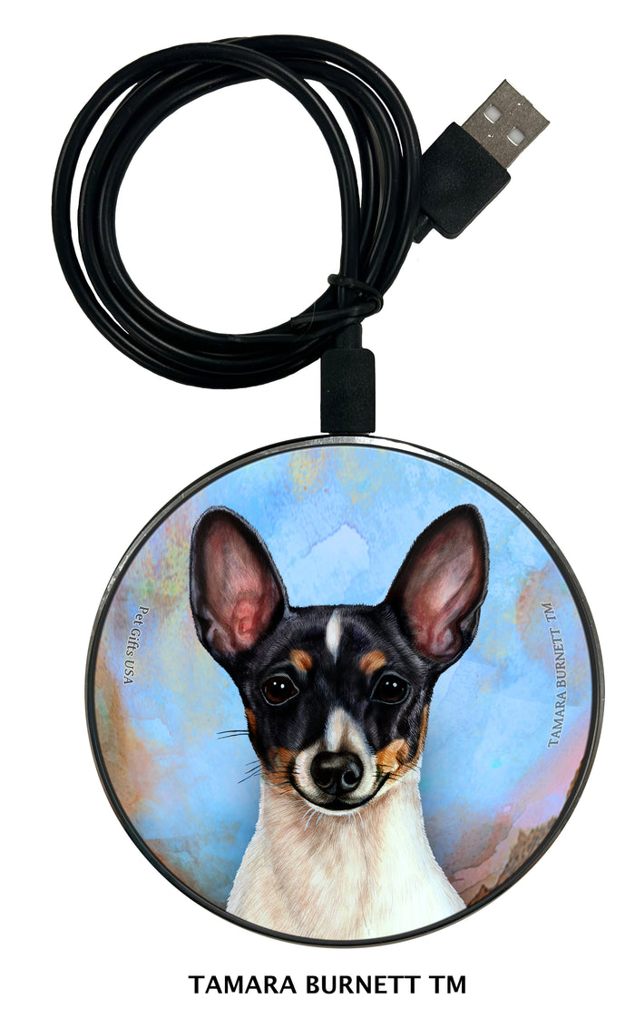 Toy Fox Terrier Black Tri-Color Zoomies Wireless Charger