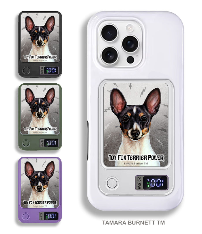 Toy Fox Terrier Black Tri-Color Phone Bank Wireless Charger