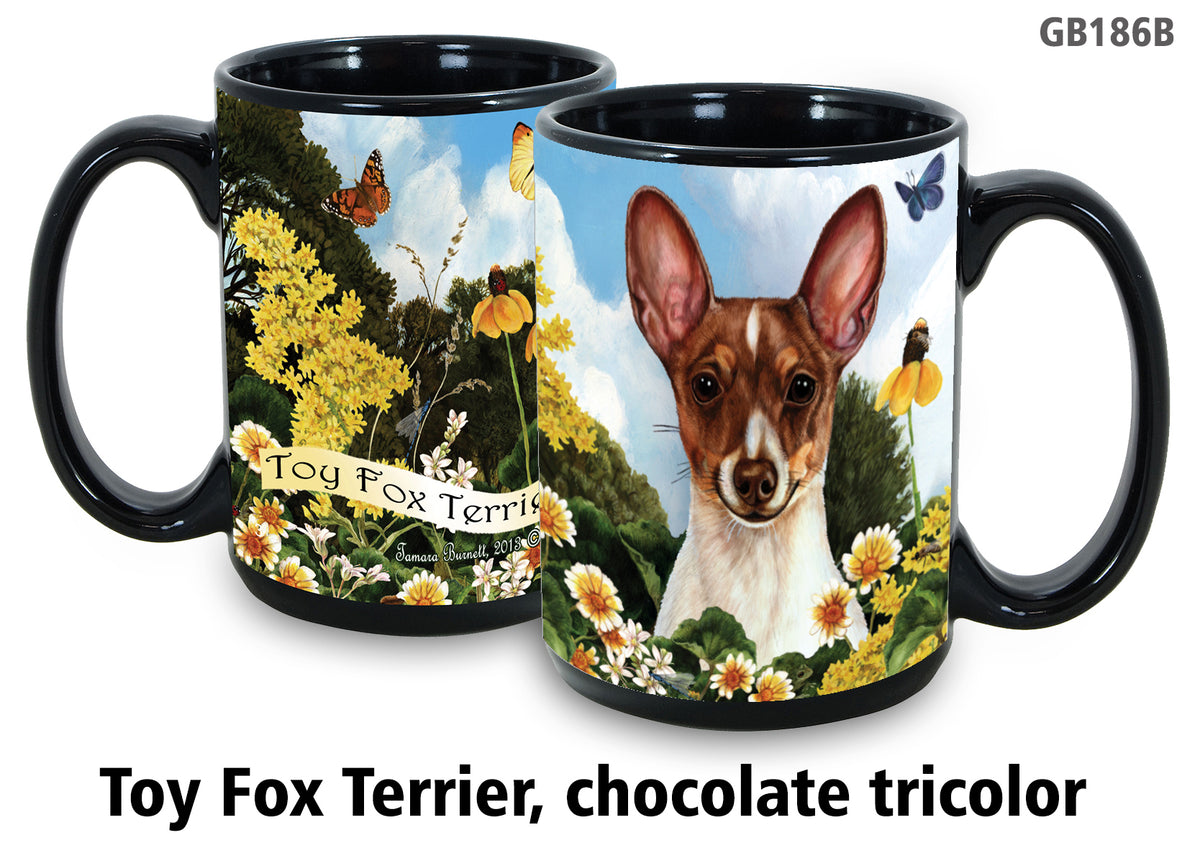 Toy Fox Terrier Chocolate Tri-Color - Garden Party Fun Mug 15 oz